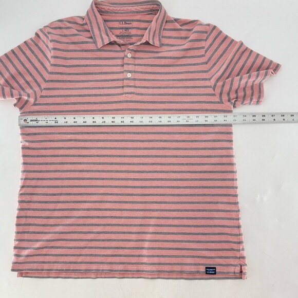 L.L.Bean Polo Shirt Men’s Muted Pink Striped Traditional Fit Sz L Preppy Classic - Picture 8 of 8